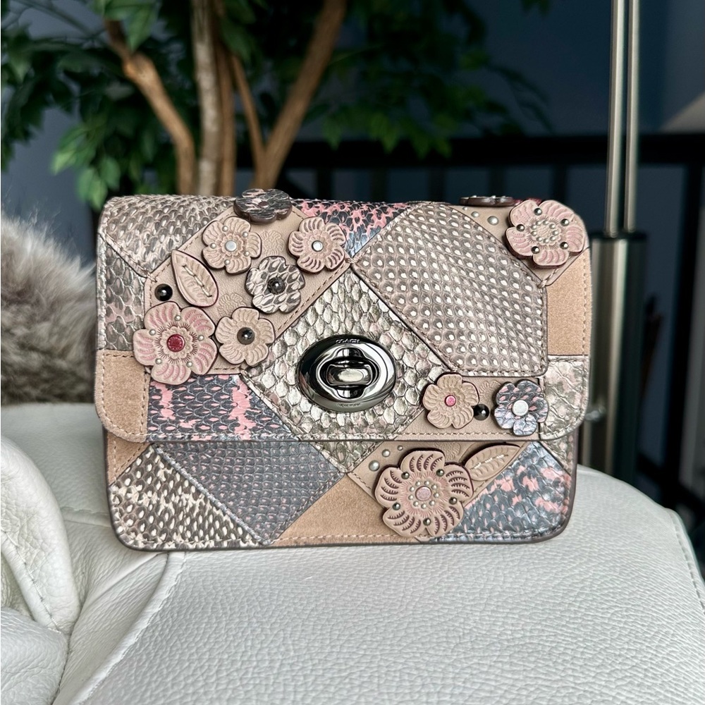 Coach Tea Rose Leather & Suede Mini Bag